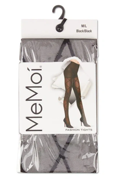 Memoi Women's Diamond Patterned Fashion Sheer Tights Me-107 In Black