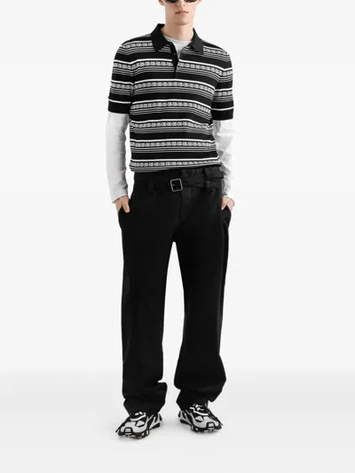 Dolce & Gabbana Knitted Polo Shirt With Short Sleeves In Black