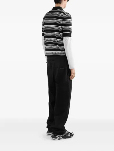 Dolce & Gabbana Knitted Polo Shirt With Short Sleeves In Black