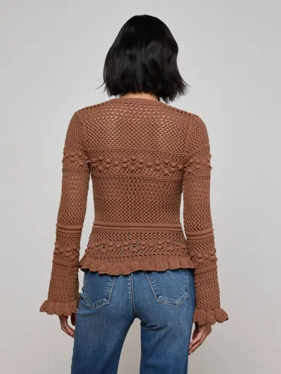 L Agence Kiva Knit Cardigan In Brown