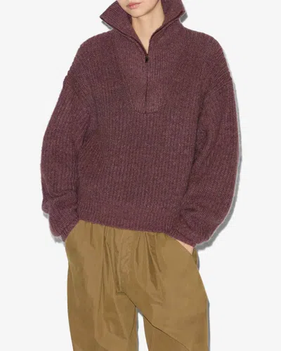 Isabel Marant Étoile Danita Zip-up Colar Sweater In Burgundy