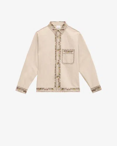Isabel Marant Beaded Long Sleeve Jacket With Patch Pocket In Gold