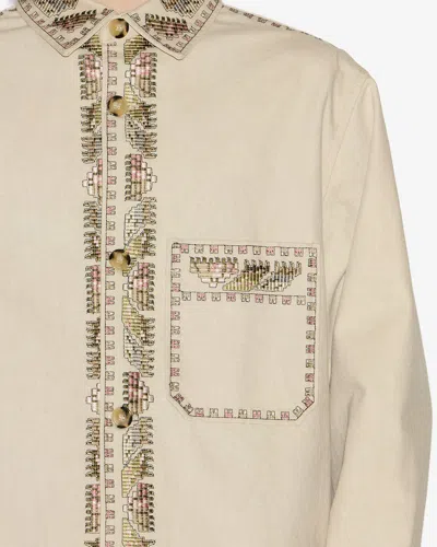 Isabel Marant Beaded Long Sleeve Jacket With Patch Pocket In Gold
