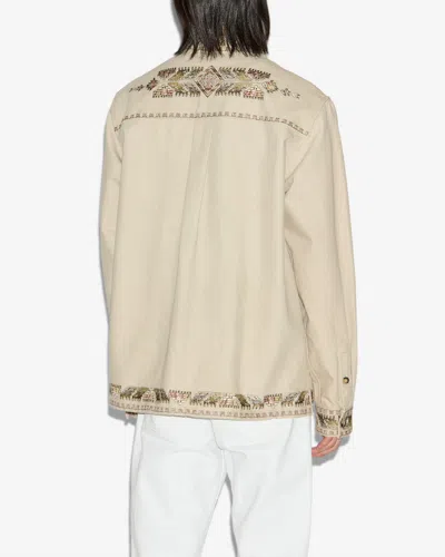 Isabel Marant Beaded Long Sleeve Jacket With Patch Pocket In Gold