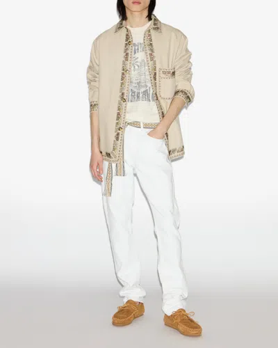 Isabel Marant Beaded Long Sleeve Jacket With Patch Pocket In Gold