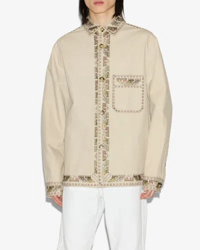 Isabel Marant Beaded Long Sleeve Jacket With Patch Pocket In Gold
