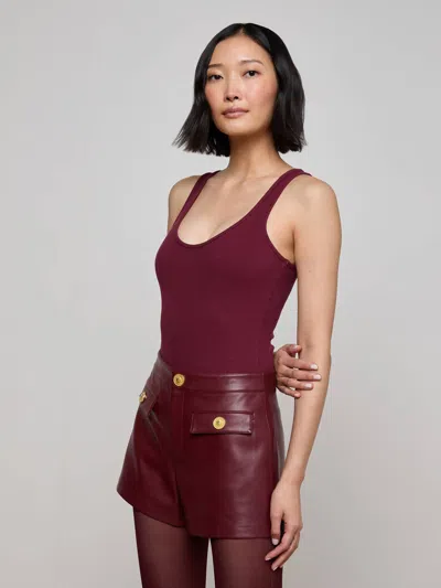 L'agence Nica Scoop-neck Ribbed Bodysuit In Burgundy