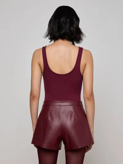 L'agence Nica Scoop-neck Ribbed Bodysuit In Burgundy