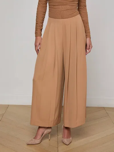 L Agence Novalynn Cropped Pleated Pant In Brown