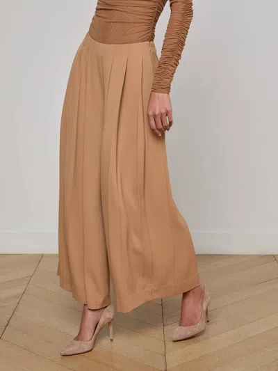 L Agence Novalynn Cropped Pleated Pant In Brown