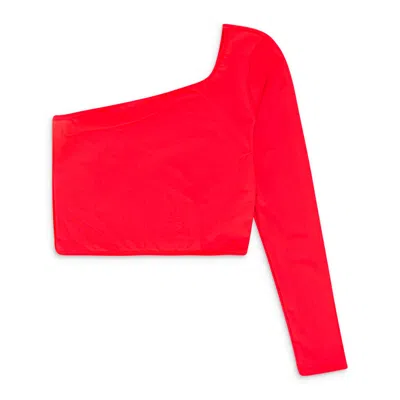 Wurst Single Sleeve Crop Top - Coral In Red
