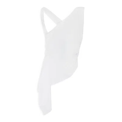 Rhude Asymmetrical Draped Blouse In White