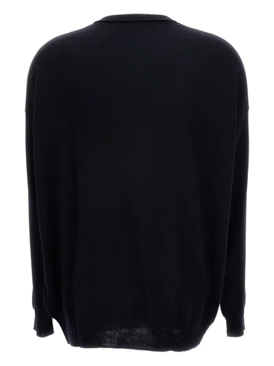 Hira V-neck Sweater With Ribbed Detailing And Relaxed Fit In Black