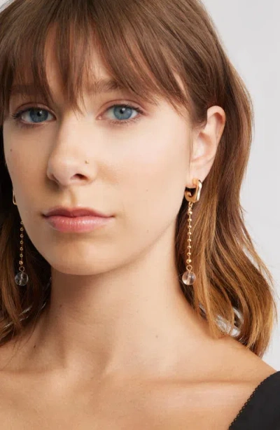 Open Edit Bead Linear Drop Earrings In Gold