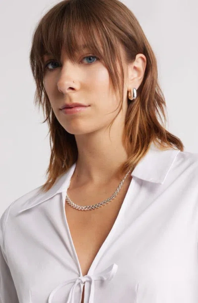 Open Edit Rounded Oval Hoop Earrings In Burgundy