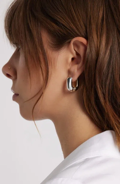 Open Edit Rounded Oval Hoop Earrings In Burgundy