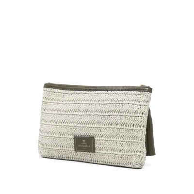Anya Hindmarch Crochet Smiley-logo Clutch Bag In Neutral