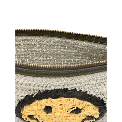 Anya Hindmarch Crochet Smiley-logo Clutch Bag In Neutral