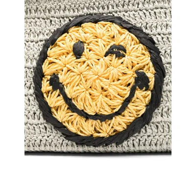 Anya Hindmarch Crochet Smiley-logo Clutch Bag In Neutral