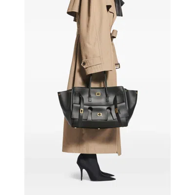 Balenciaga Mini Bel Air Leather Top Handle Bag In Black