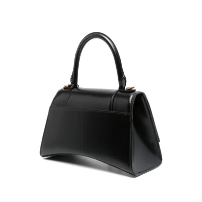 Balenciaga Hourglass Small Leather Top Handle Shoulder Bag In Black