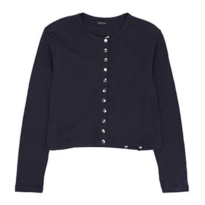 Callipygian Snap Navy Cardigans In Blue