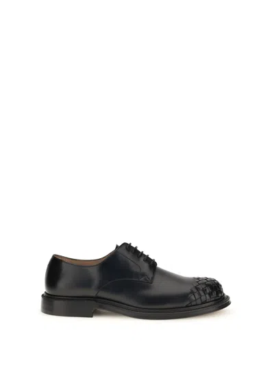 Bottega Veneta Leather Lace-up Shoes Featuring Signature Detail In Black
