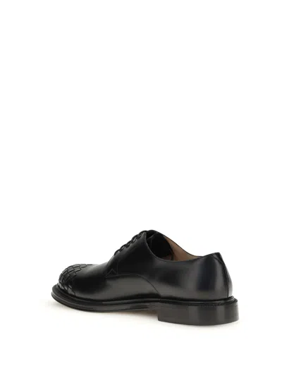 Bottega Veneta Leather Lace-up Shoes Featuring Signature Detail In Black