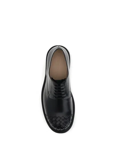 Bottega Veneta Leather Lace-up Shoes Featuring Signature Detail In Black