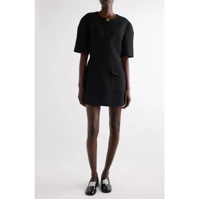 Givenchy Short-sleeve Patch-pocket Mini Cocoon Dress In Black