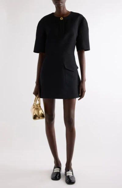 Givenchy Short-sleeve Patch-pocket Mini Cocoon Dress In Black