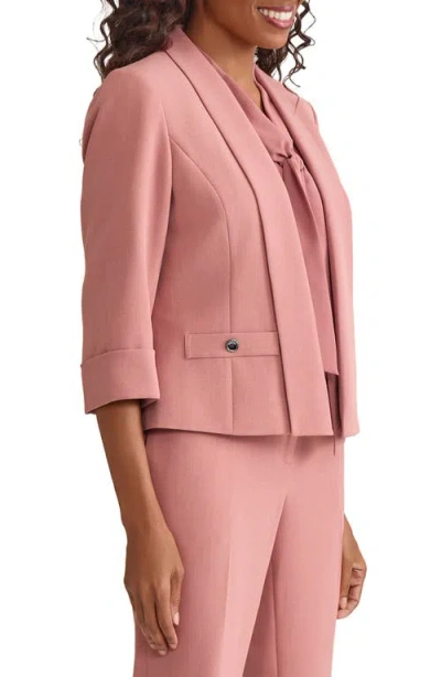 Kasper Three-quarter Sleeve Shawl Collar Blazer In Pink