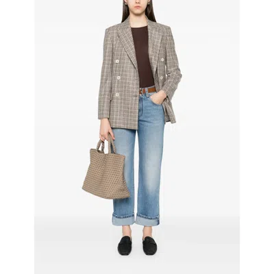 Brunello Cucinelli Blazer Check Monile In Brown