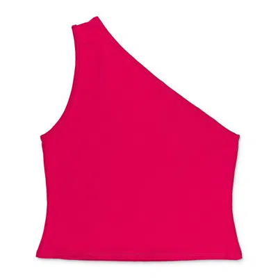 Callipygian One Shoulder Red Tank Tops In Pink