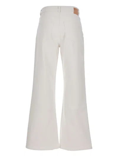 Ag White Jeans With Belt Loops And Logo Patch On The Rear In White