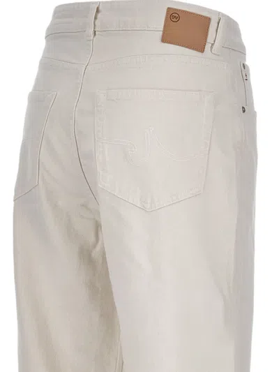 Ag White Jeans With Belt Loops And Logo Patch On The Rear In White