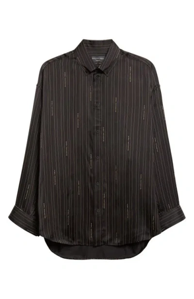 Balenciaga Pinstriped Black Button-down Shirt Women In Brown