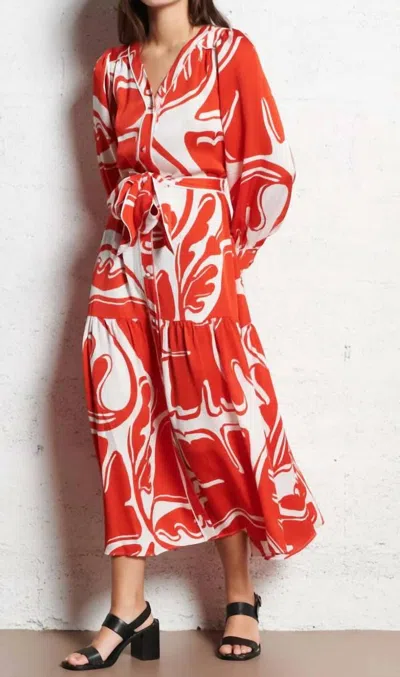 Suncoo Cindia Midi Dress In Geranium In Multi