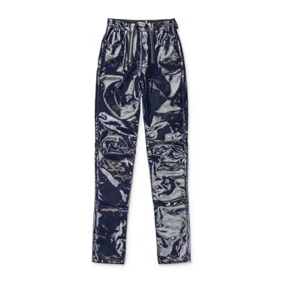 Gmbh High Waisted Vinyl Navy Trousers In Multi