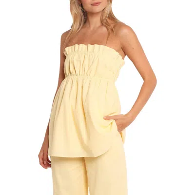 Petal And Pup Petal & Pup Ember Strapless Cotton & Linen Tunic Top In Yellow