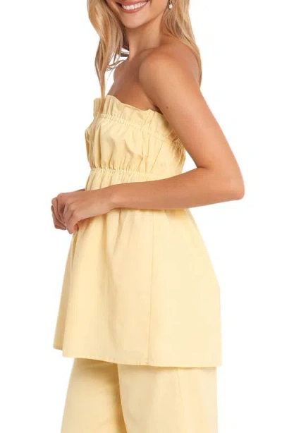Petal And Pup Petal & Pup Ember Strapless Cotton & Linen Tunic Top In Yellow