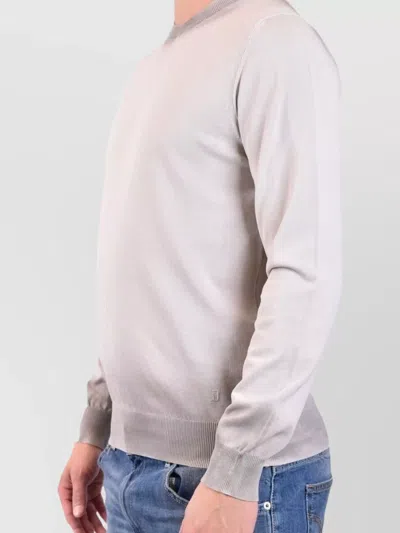 Dondup Crew Neck Long Sleeves Ribbed Cuffs In Gray