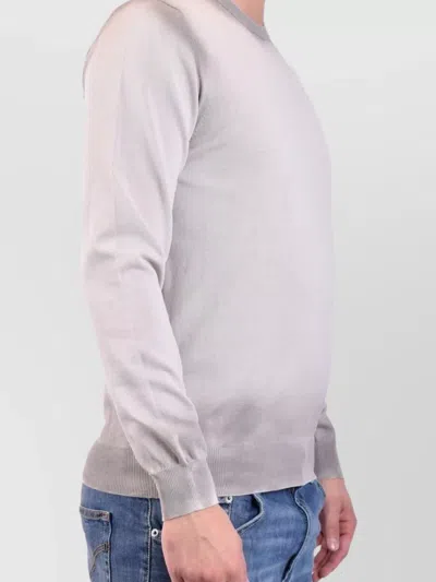 Dondup Crew Neck Long Sleeves Ribbed Cuffs In Gray