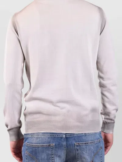Dondup Crew Neck Long Sleeves Ribbed Cuffs In Gray