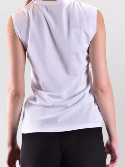 Philipp Plein Shoulder Button Crew Neck Sleeveless Top In White