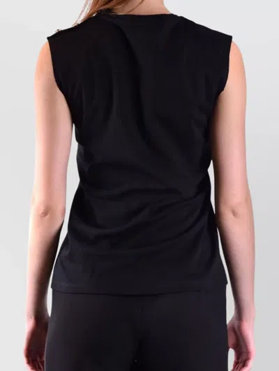 Philipp Plein Shoulder Button Sleeveless Crew Neck Top In Black