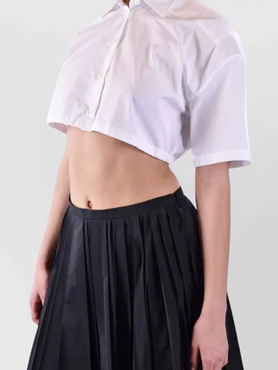 Laneus Cropped Collared Shirts Open Back In White