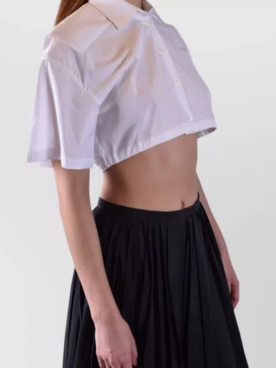 Laneus Cropped Collared Shirts Open Back In White