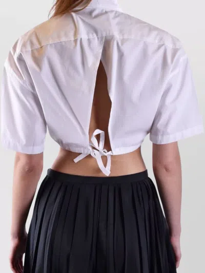 Laneus Cropped Collared Shirts Open Back In White