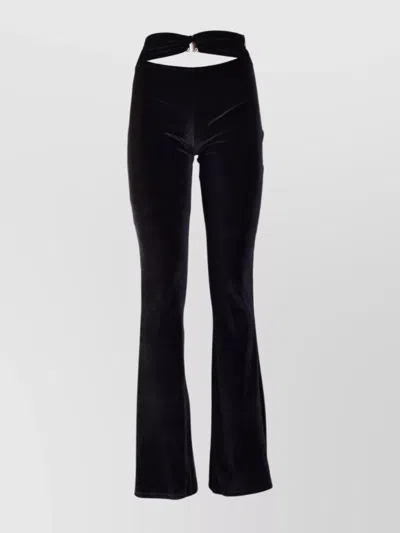 Philipp Plein Velvet Flared Leg High Waist Trousers With Cut-out Detail In Black